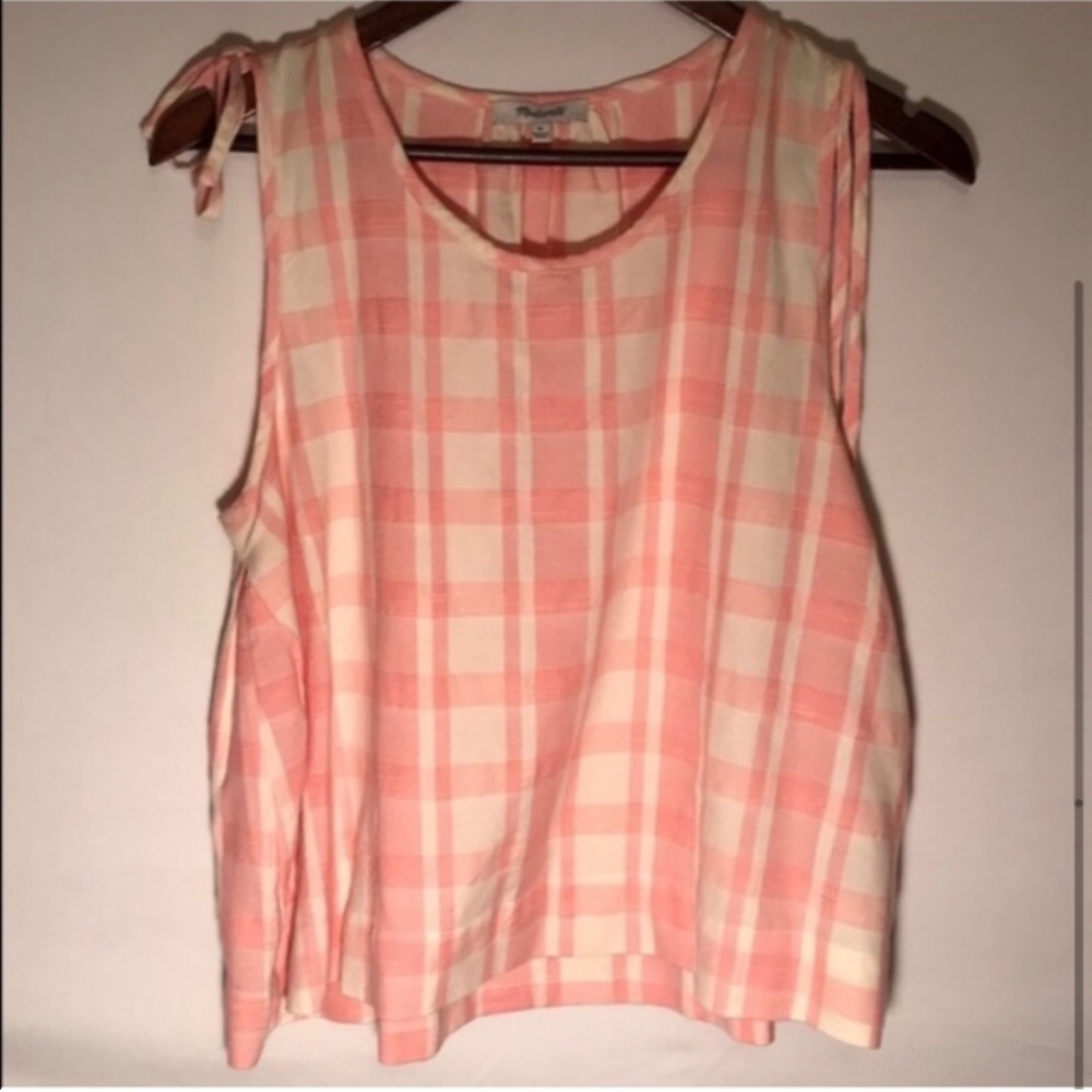 🌊SALE🌊 Women’s Madewell Coral Pink Plaid Tank Top
